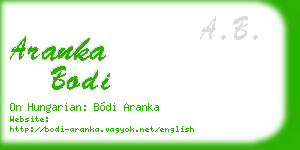 aranka bodi business card